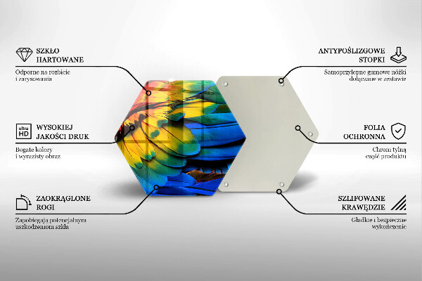 Tabla de cortar de vidrio Plumas de loro de colores