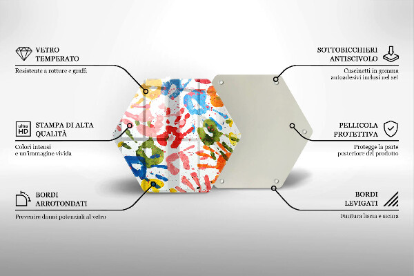 Tabla de cortar de vidrio Huellas de manos de niños