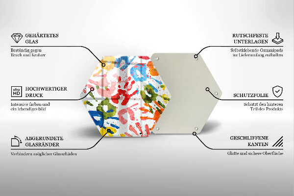 Tabla de cortar de vidrio Huellas de manos de niños