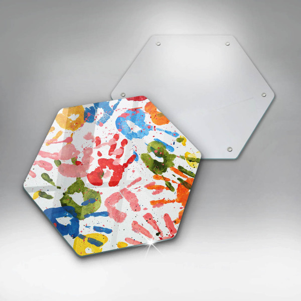 Tabla de cortar de vidrio Huellas de manos de niños