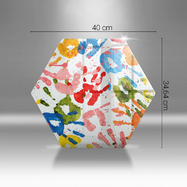 Tabla de cortar de vidrio Huellas de manos de niños