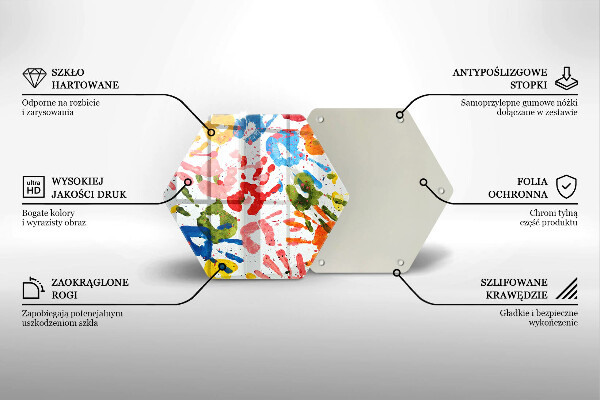 Tabla de cortar de vidrio Huellas de manos de niños