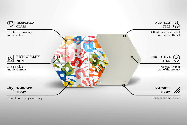 Tabla de cortar de vidrio Huellas de manos de niños