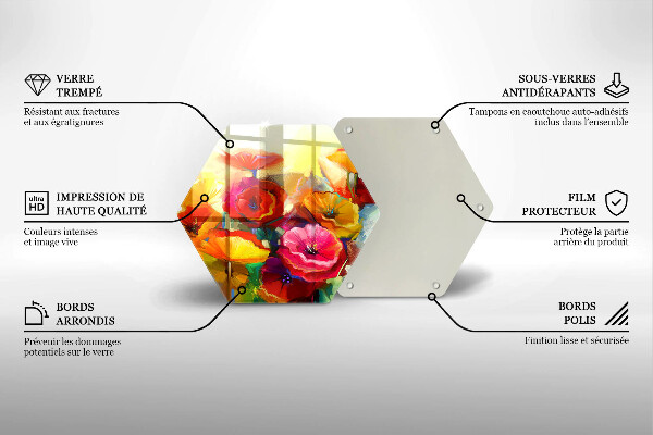 Tabla de cortar de vidrio Flores coloridas pintadas