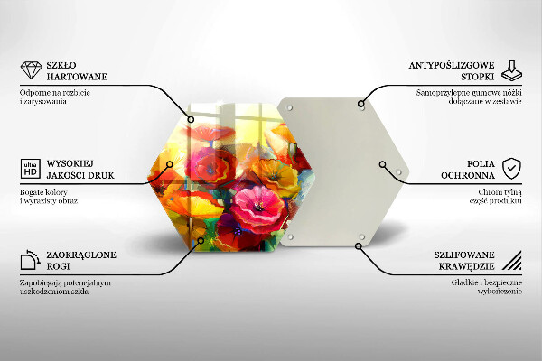 Tabla de cortar de vidrio Flores coloridas pintadas