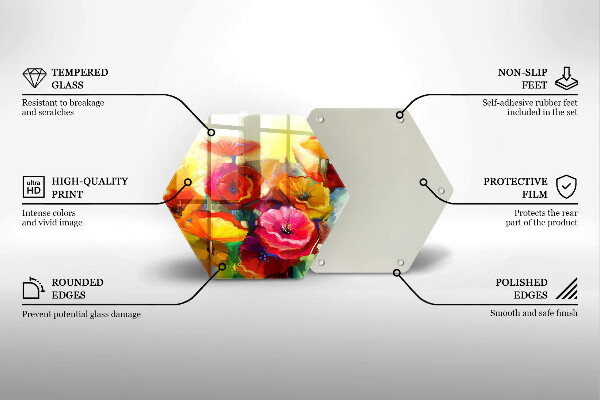 Tabla de cortar de vidrio Flores coloridas pintadas