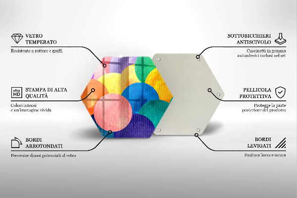 Tabla de cortar de vidrio Círculos de colores