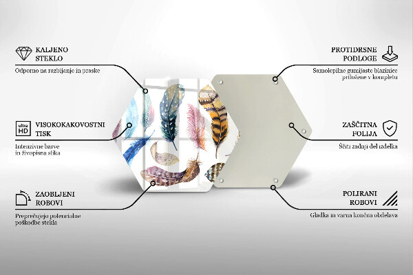 Tabla de cortar de vidrio Plumas de pájaros de colores