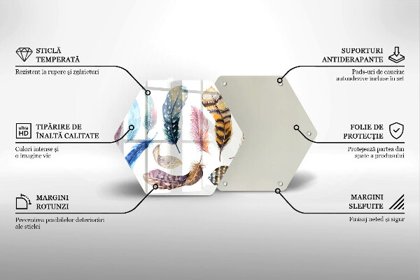 Tabla de cortar de vidrio Plumas de pájaros de colores