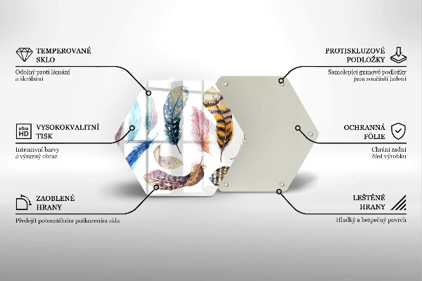 Tabla de cortar de vidrio Plumas de pájaros de colores