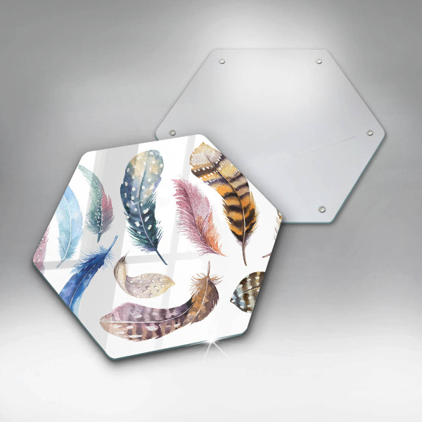 Tabla de cortar de vidrio Plumas de pájaros de colores