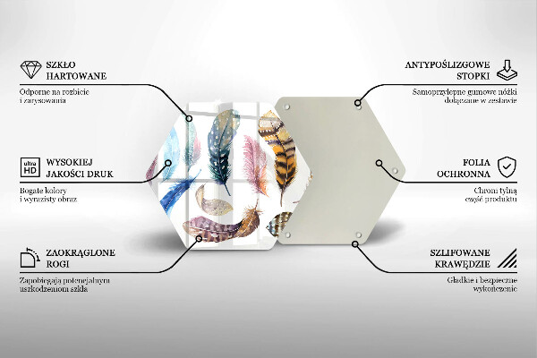 Tabla de cortar de vidrio Plumas de pájaros de colores