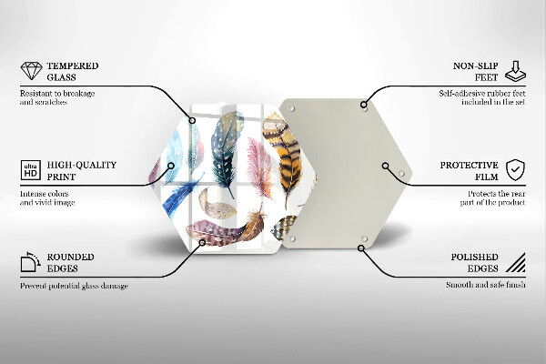 Tabla de cortar de vidrio Plumas de pájaros de colores