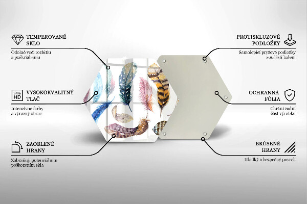 Tabla de cortar de vidrio Plumas de pájaros de colores