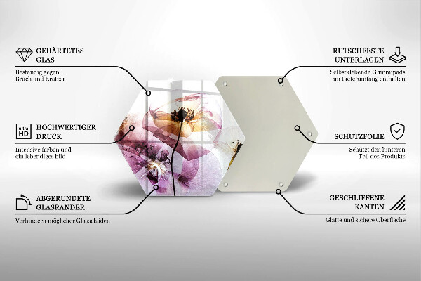 Tabla de cortar de vidrio Flores delicadas