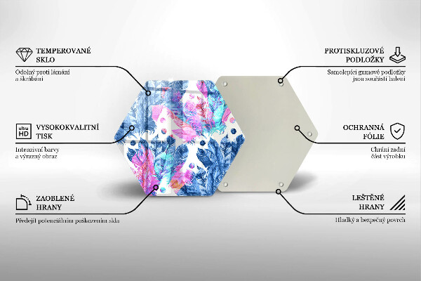 Tabla de cortar de vidrio Ilustración boho de plumas
