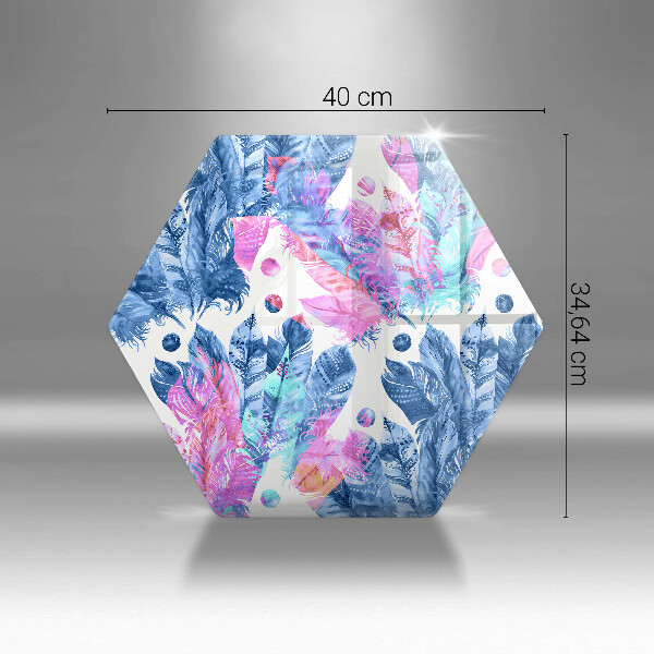 Tabla de cortar de vidrio Ilustración boho de plumas