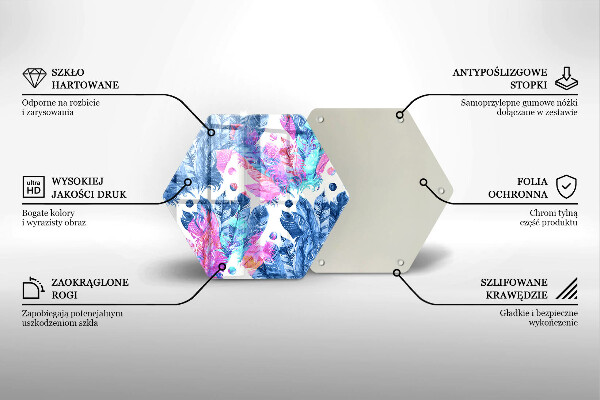 Tabla de cortar de vidrio Ilustración boho de plumas