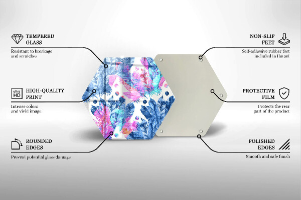 Tabla de cortar de vidrio Ilustración boho de plumas