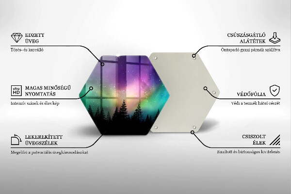 Tabla de cortar de vidrio Aurora boreal y bosque