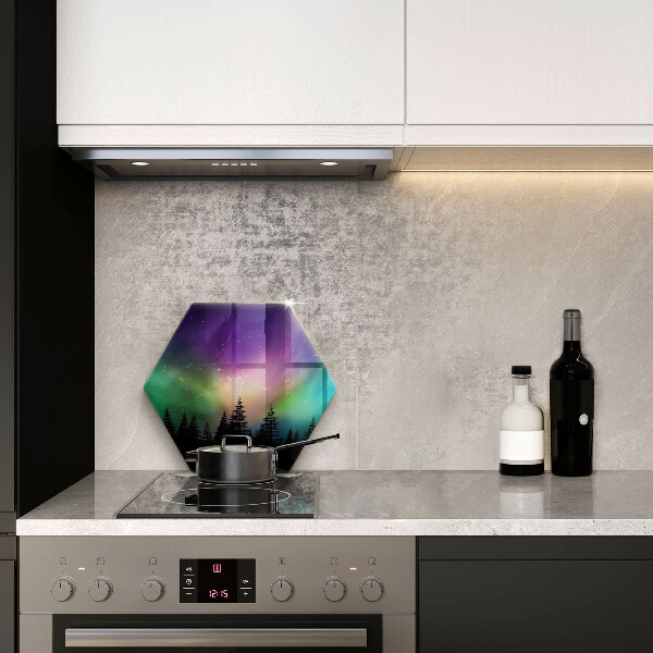 Tabla de cortar de vidrio Aurora boreal y bosque