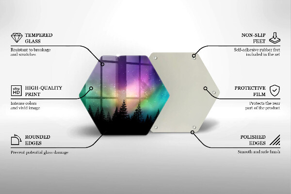 Tabla de cortar de vidrio Aurora boreal y bosque