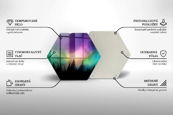 Tabla de cortar de vidrio Aurora boreal y bosque