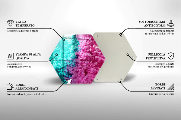 Tabla de cortar de vidrio Humo rosa turquesa