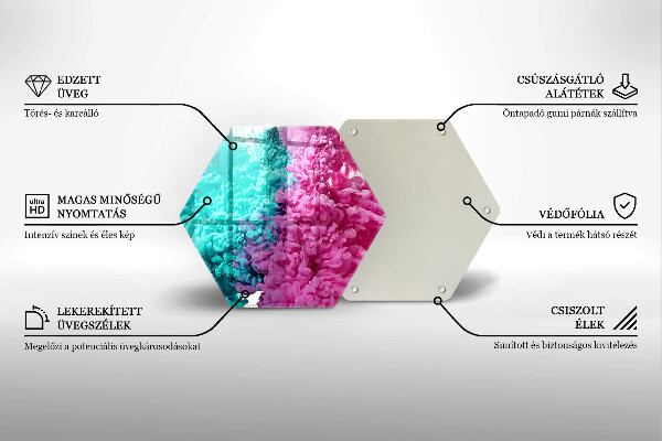 Tabla de cortar de vidrio Humo rosa turquesa