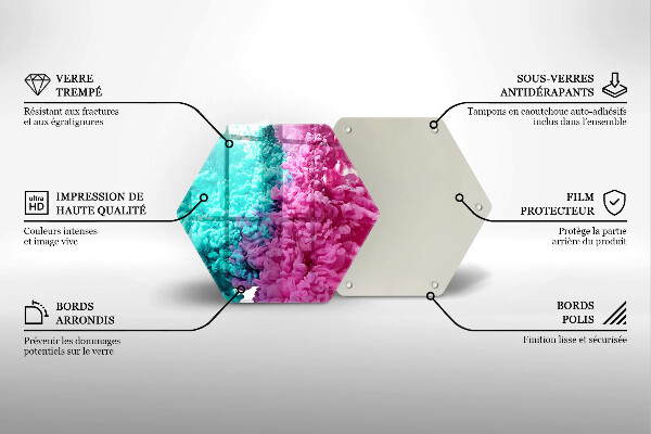 Tabla de cortar de vidrio Humo rosa turquesa