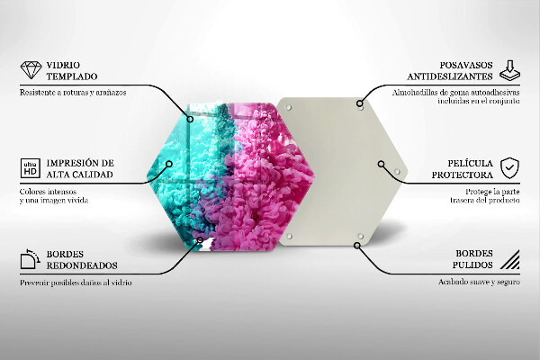 Tabla de cortar de vidrio Humo rosa turquesa