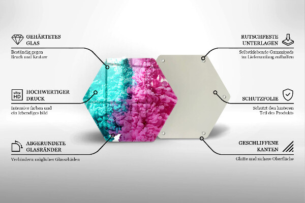 Tabla de cortar de vidrio Humo rosa turquesa