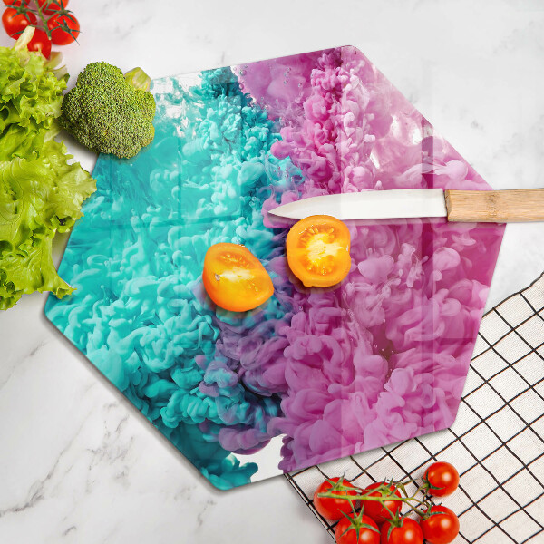 Tabla de cortar de vidrio Humo rosa turquesa