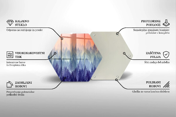 Tabla de cortar de vidrio Bosque al atardecer