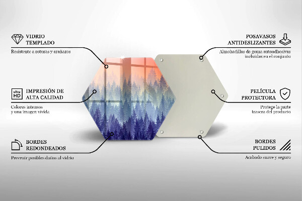 Tabla de cortar de vidrio Bosque al atardecer