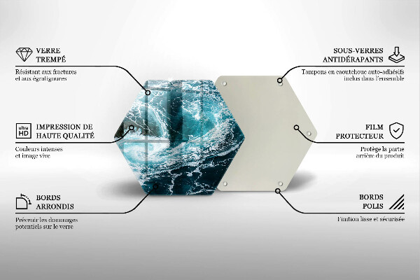 Tabla de cortar de vidrio Olas de agua espumosas