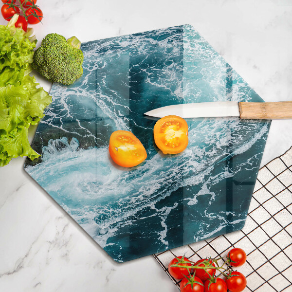 Tabla de cortar de vidrio Olas de agua espumosas