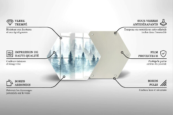 Tabla de cortar de vidrio Bosque de invierno pintado