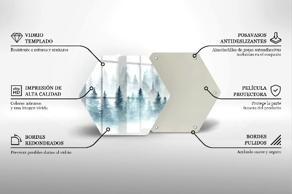 Tabla de cortar de vidrio Bosque de invierno pintado