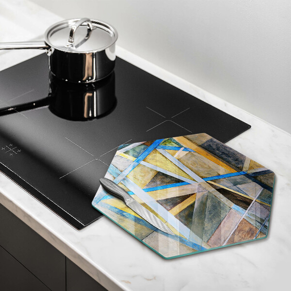 Tabla de cortar de vidrio Abstracción de líneas pintadas