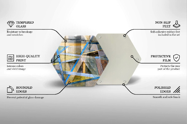 Tabla de cortar de vidrio Abstracción de líneas pintadas
