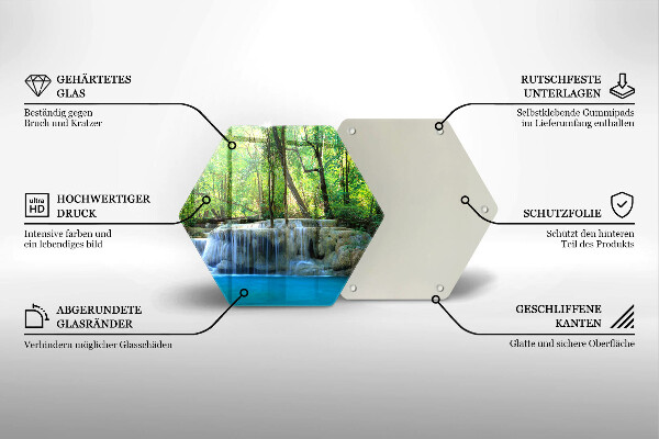 Tabla de cortar de vidrio Cascada en el bosque