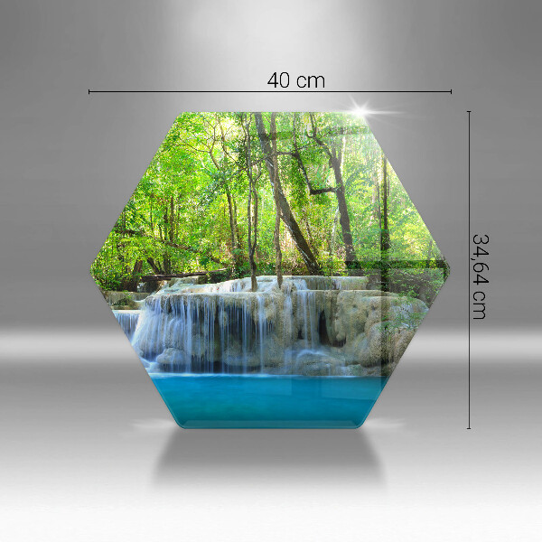 Tabla de cortar de vidrio Cascada en el bosque