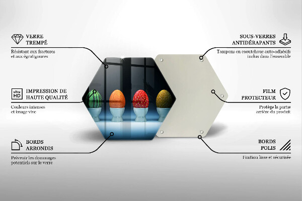 Tabla de cortar de vidrio Huevos de frutas abstractos