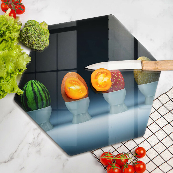 Tabla de cortar de vidrio Huevos de frutas abstractos