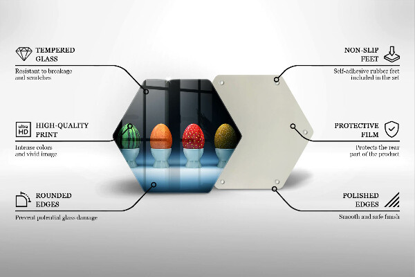 Tabla de cortar de vidrio Huevos de frutas abstractos