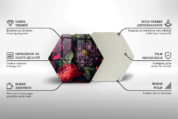 Tabla de cortar de vidrio Hermosas flores