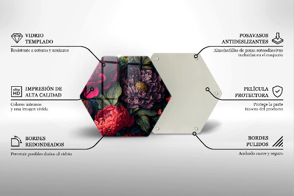 Tabla de cortar de vidrio Hermosas flores