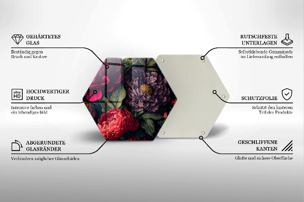 Tabla de cortar de vidrio Hermosas flores