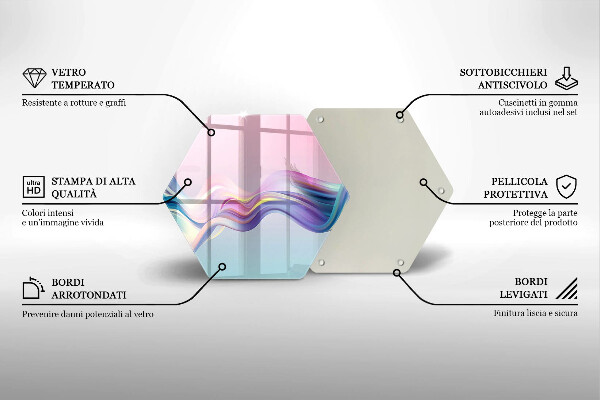 Tabla de cortar de vidrio Abstracción pastel